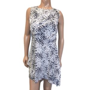 💠JACOB Sleeveless Leopard Print Mini Dress Asymmetric Pleated Layered